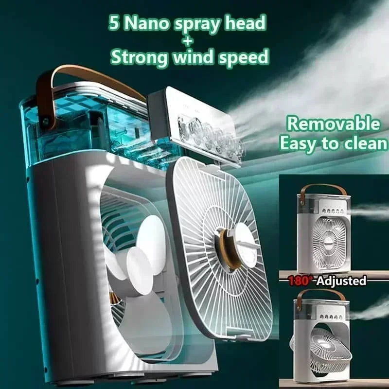 3-in-1 Portable Mini Air Cooler & Humidifier with LED Night Light