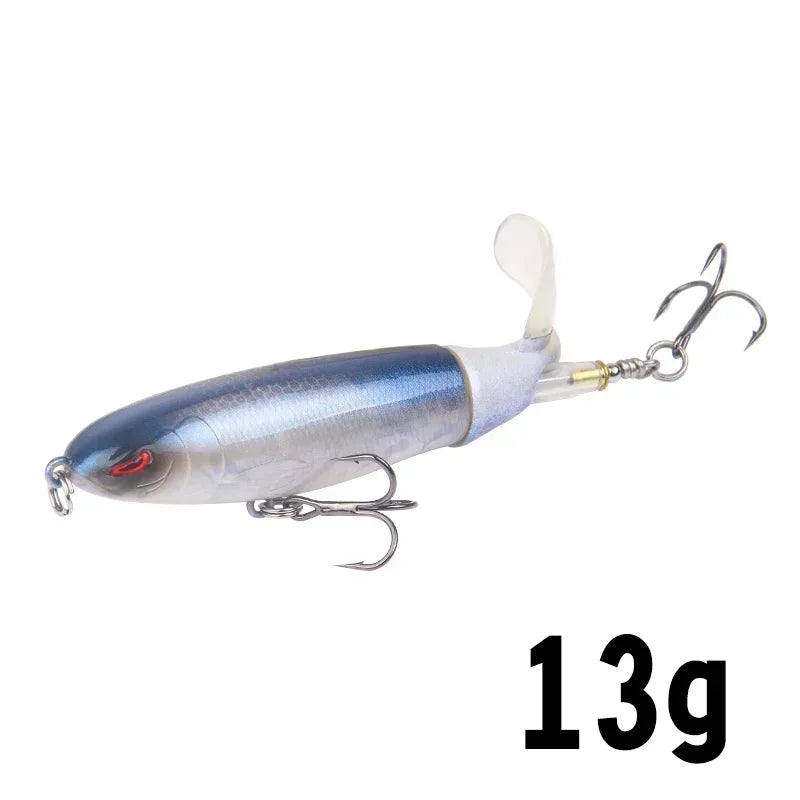 Topwater Popper Fishing Lure with Rotating Tail – 10cm/14cm Artificial Bait