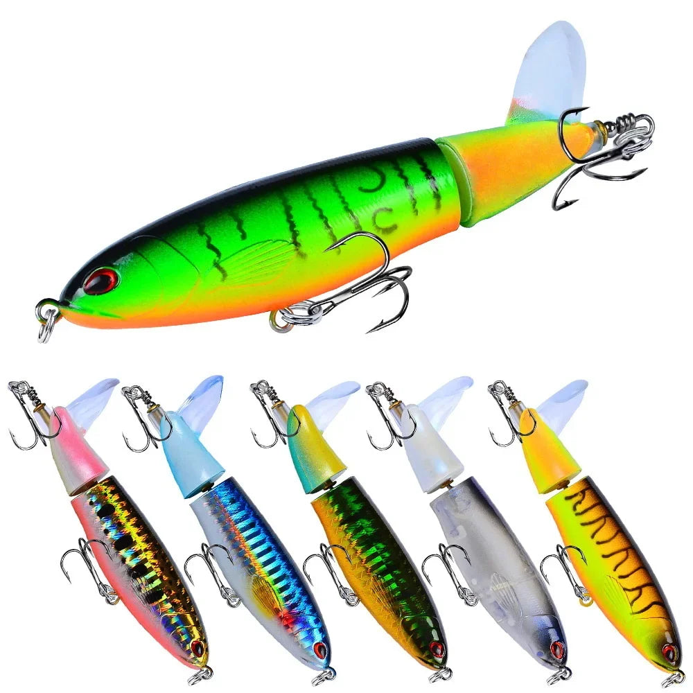 Topwater Spinner Popper Lure – 10cm/14cm Hard Bait with Rotating Tail