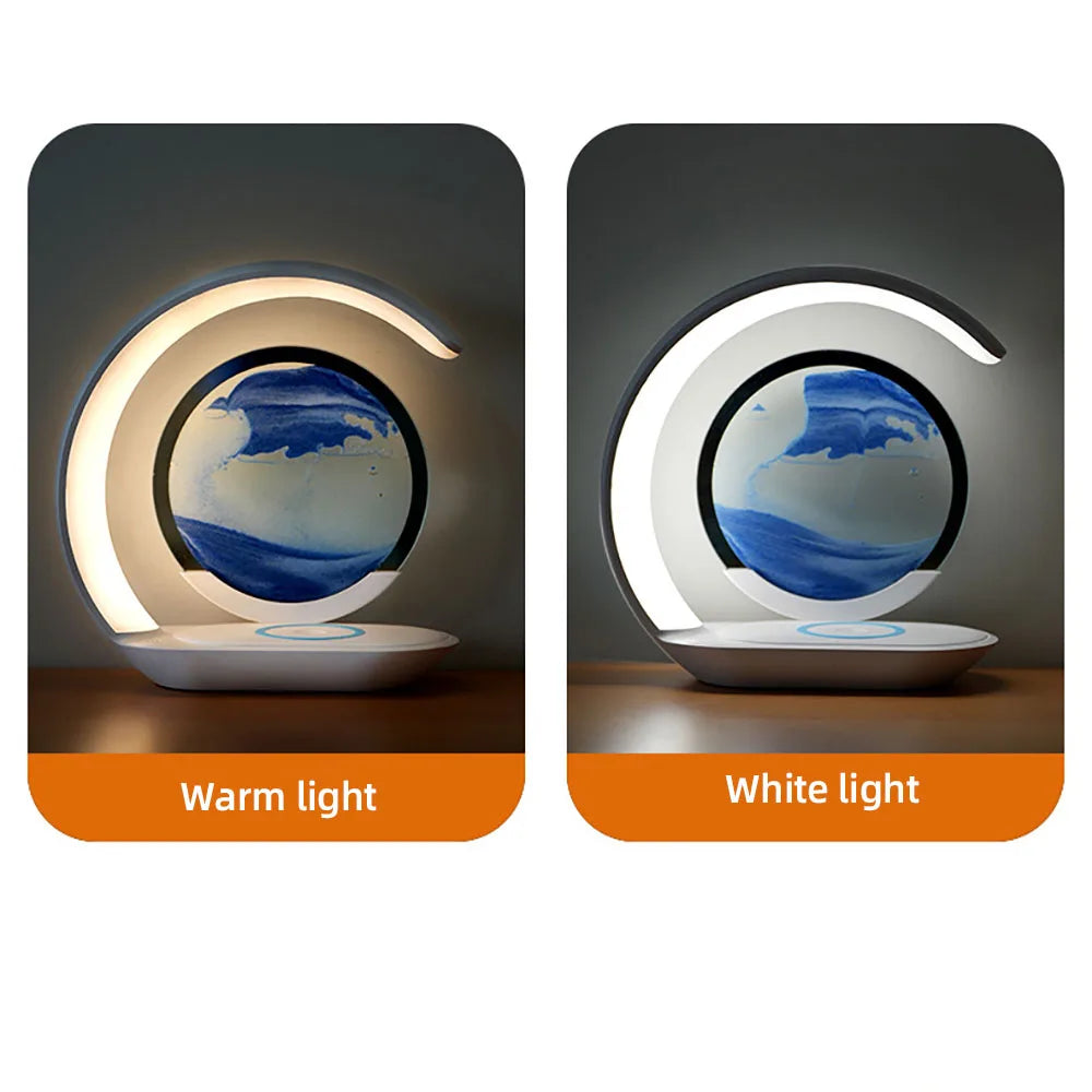 3D Quicksand Table Lamp with Wireless Charging