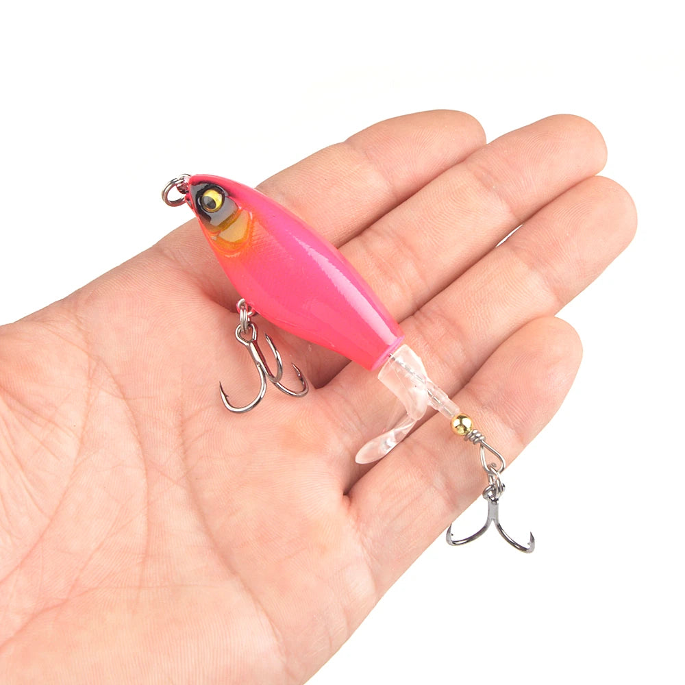 Whopper Plopper Topwater Popper Lure 7.5cm 6.5g – Rotating Tail Hard Bait