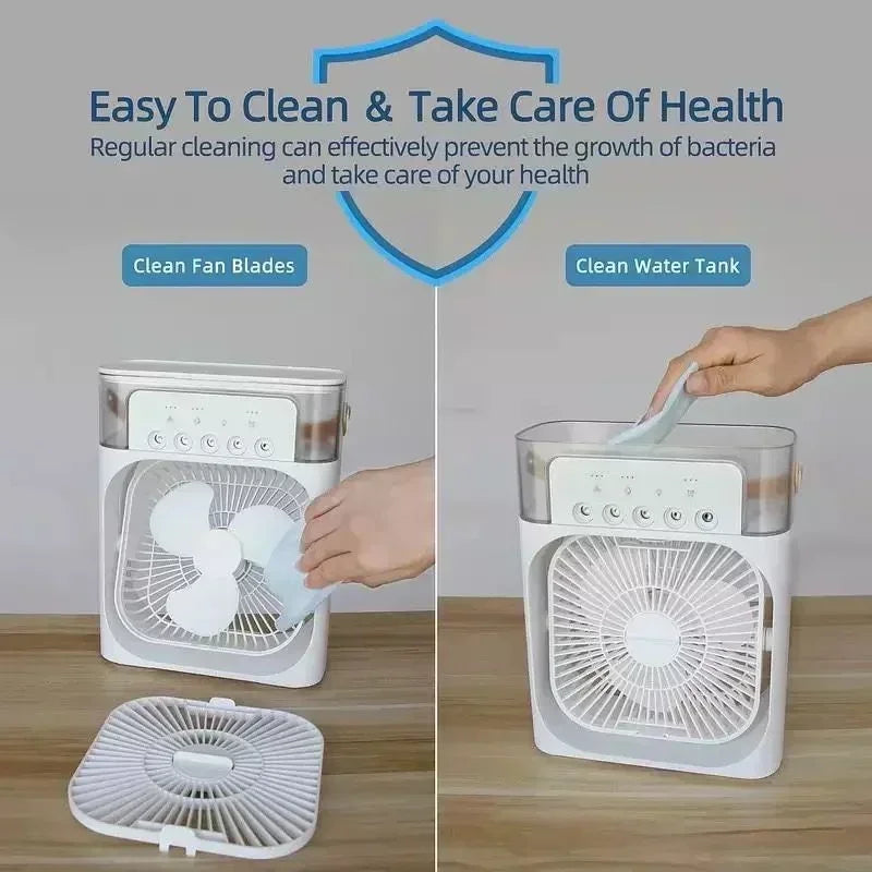 3-in-1 Portable Mini Air Cooler & Humidifier with LED Night Light