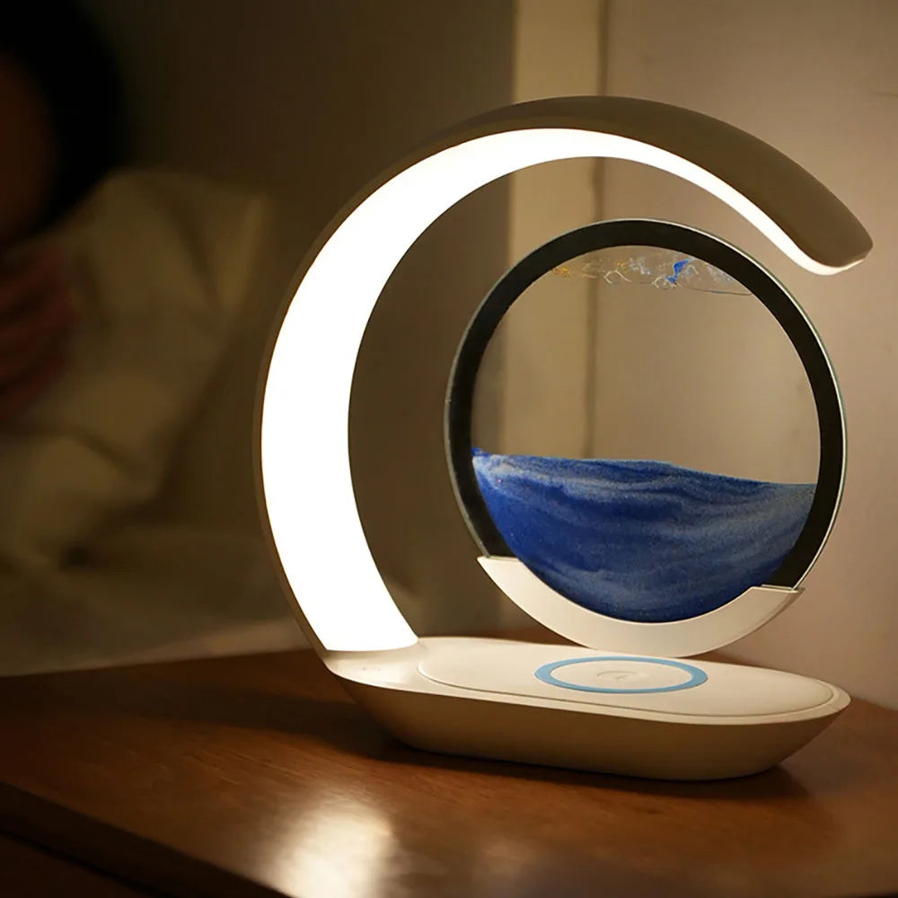 3D Quicksand Table Lamp with Wireless Charging