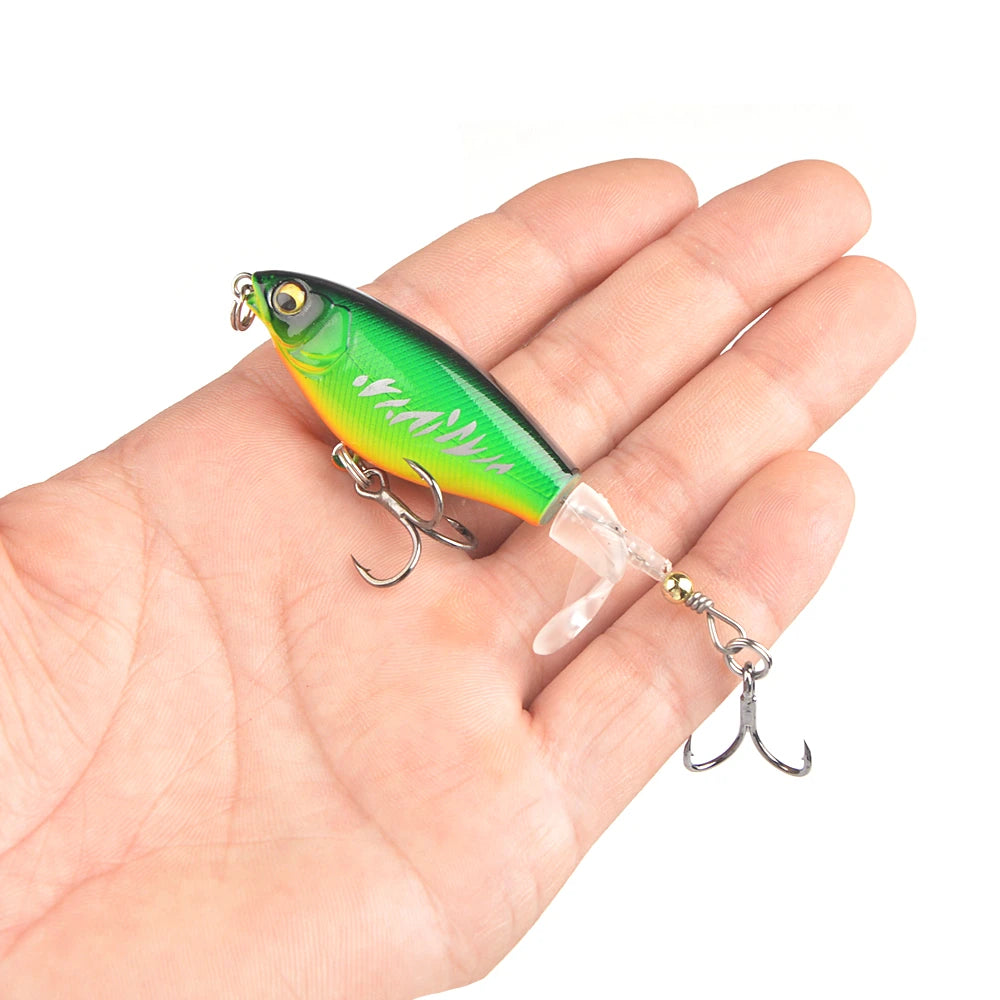 Whopper Plopper Topwater Popper Lure 7.5cm 6.5g – Rotating Tail Hard Bait