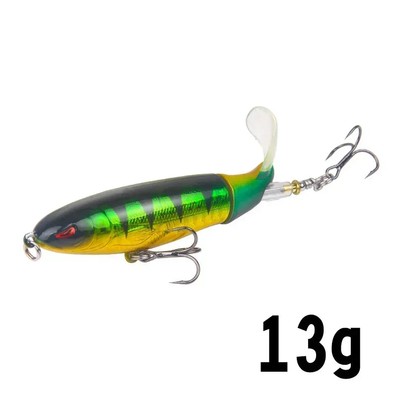 Topwater Popper Fishing Lure with Rotating Tail – 10cm/14cm Artificial Bait