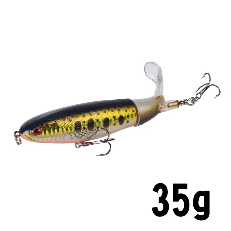 Topwater Popper Fishing Lure with Rotating Tail – 10cm/14cm Artificial Bait