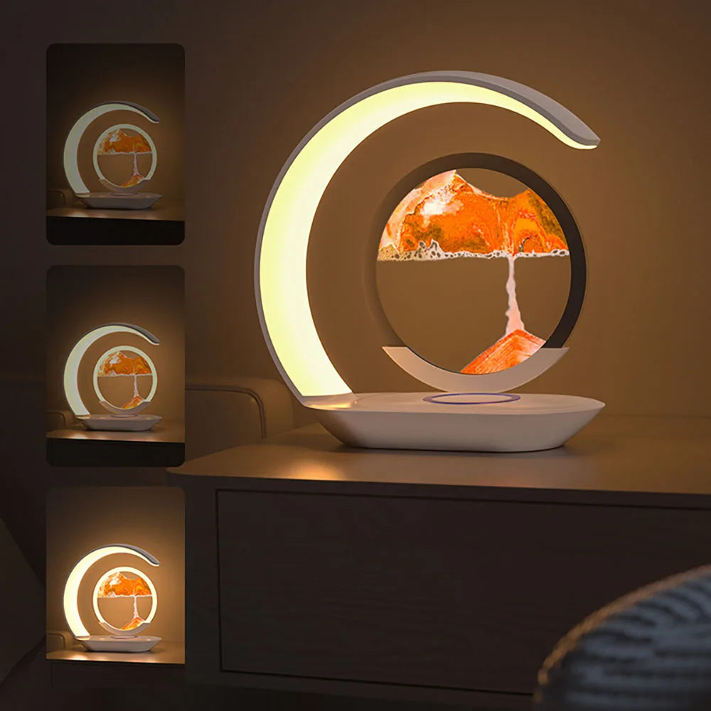 3D Quicksand Table Lamp with Wireless Charging