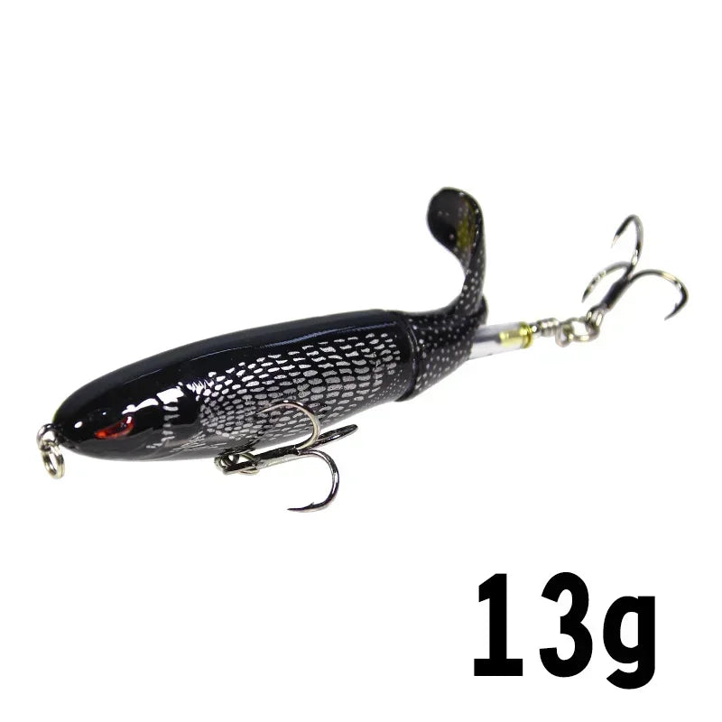 Topwater Popper Fishing Lure with Rotating Tail – 10cm/14cm Artificial Bait