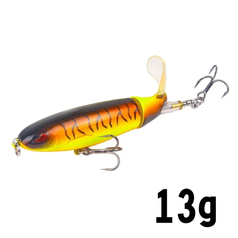 Topwater Popper Fishing Lure with Rotating Tail – 10cm/14cm Artificial Bait