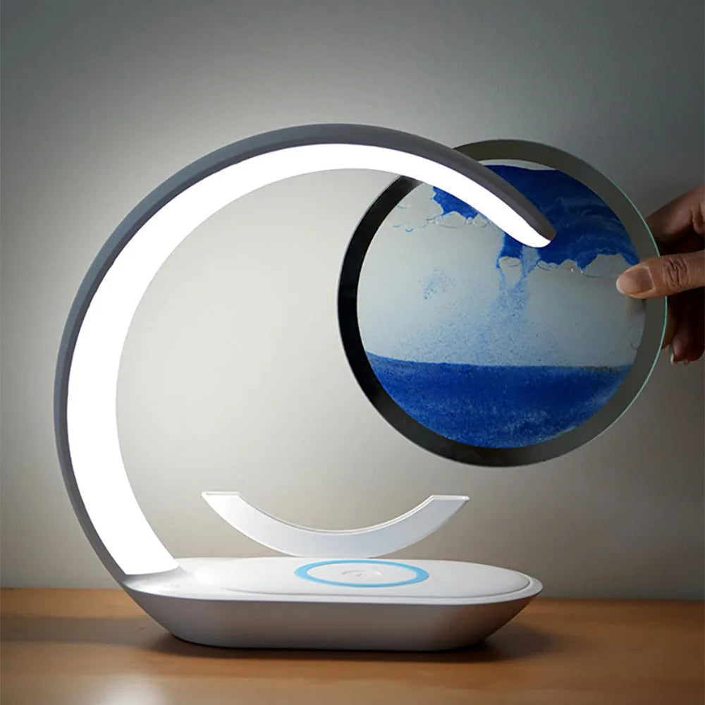 3D Quicksand Table Lamp with Wireless Charging