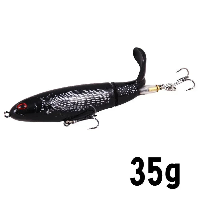 Topwater Popper Fishing Lure with Rotating Tail – 10cm/14cm Artificial Bait