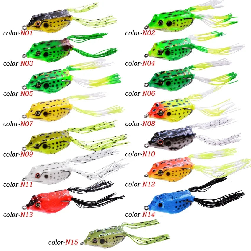 Frog Shape Soft Lure with Hooks – 6g/8g/13g/15g Topwater Bait 3D Eyes