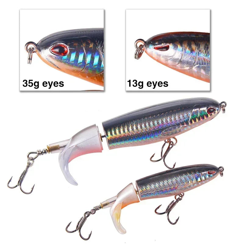 Topwater Popper Fishing Lure with Rotating Tail – 10cm/14cm Artificial Bait