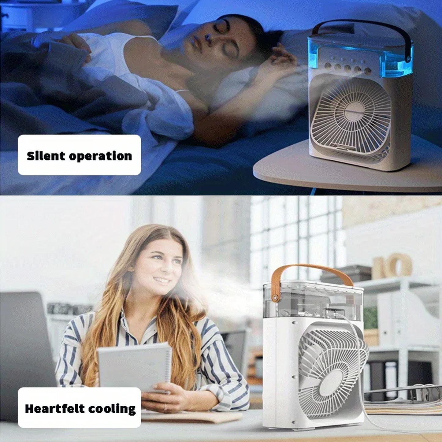 3-in-1 Portable Mini Air Cooler & Humidifier with LED Night Light