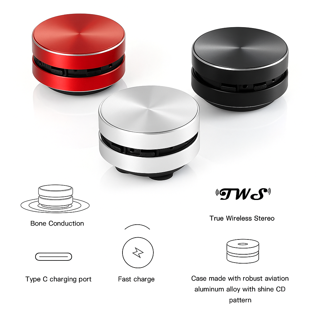 Mini Bone Conduction TWS Bluetooth Speaker – Stereo & FM Radio