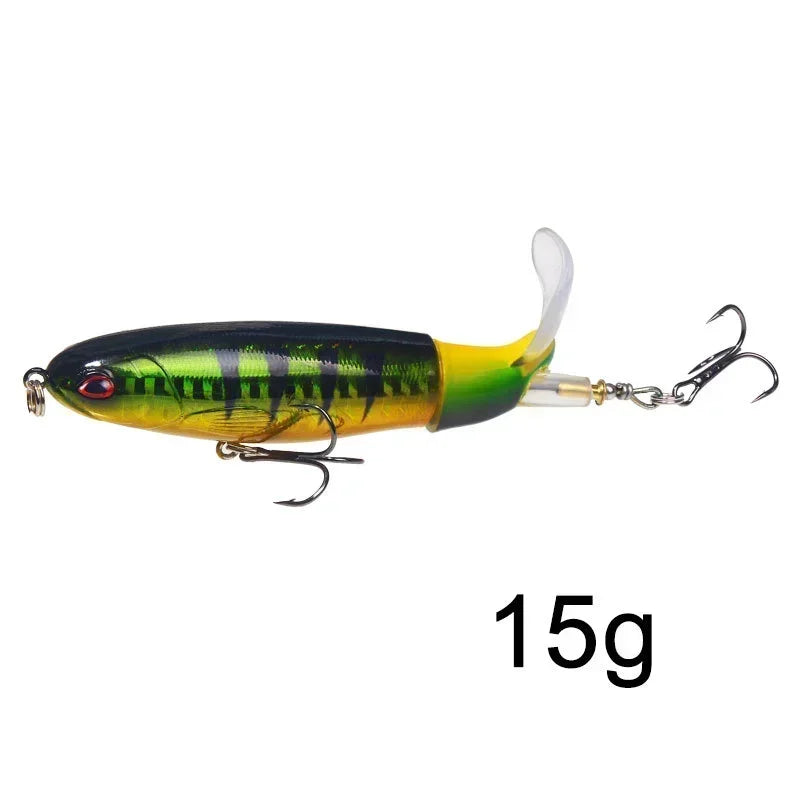 Topwater Popper Fishing Lure with Rotating Tail – 10cm/14cm Artificial Bait