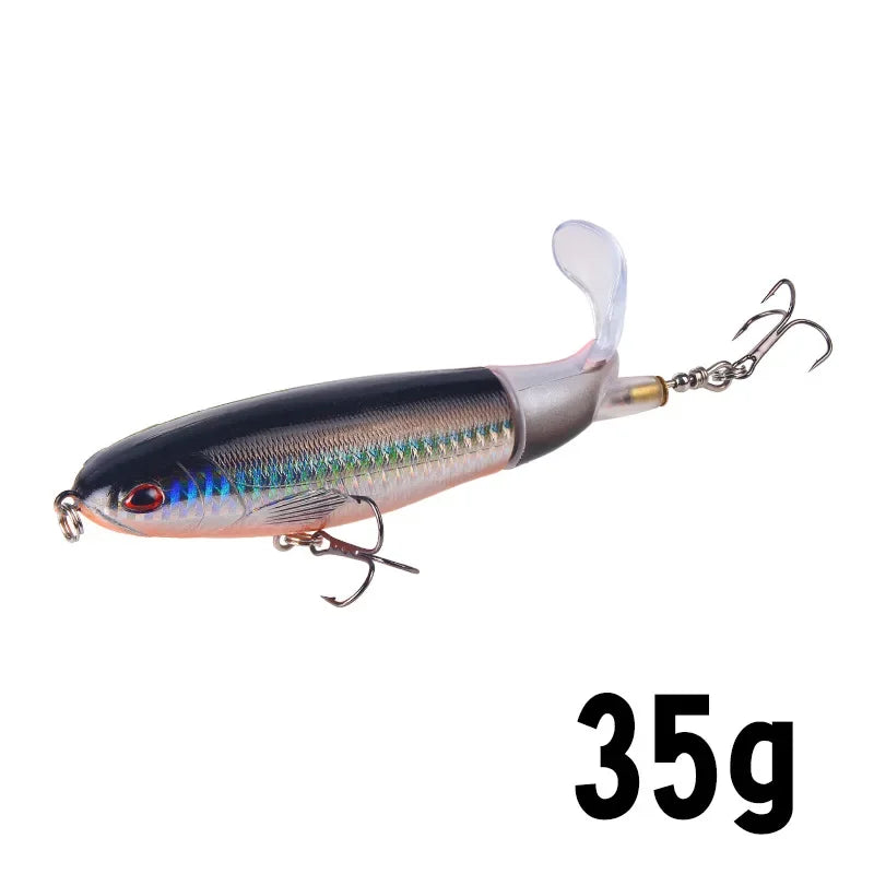 Topwater Popper Fishing Lure with Rotating Tail – 10cm/14cm Artificial Bait