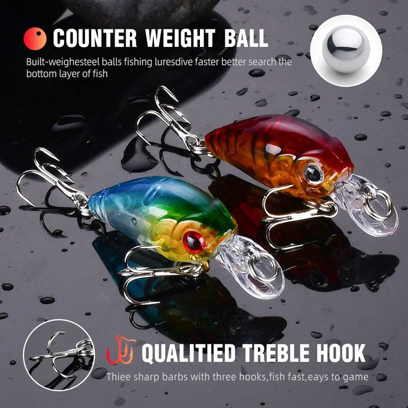 8pcs Floating Minnow Crankbait Fishing Lure Set – Topwater Bait