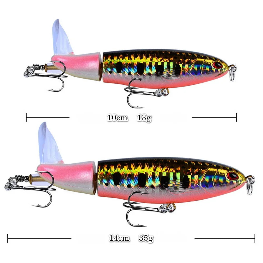 Topwater Spinner Popper Lure – 10cm/14cm Hard Bait with Rotating Tail