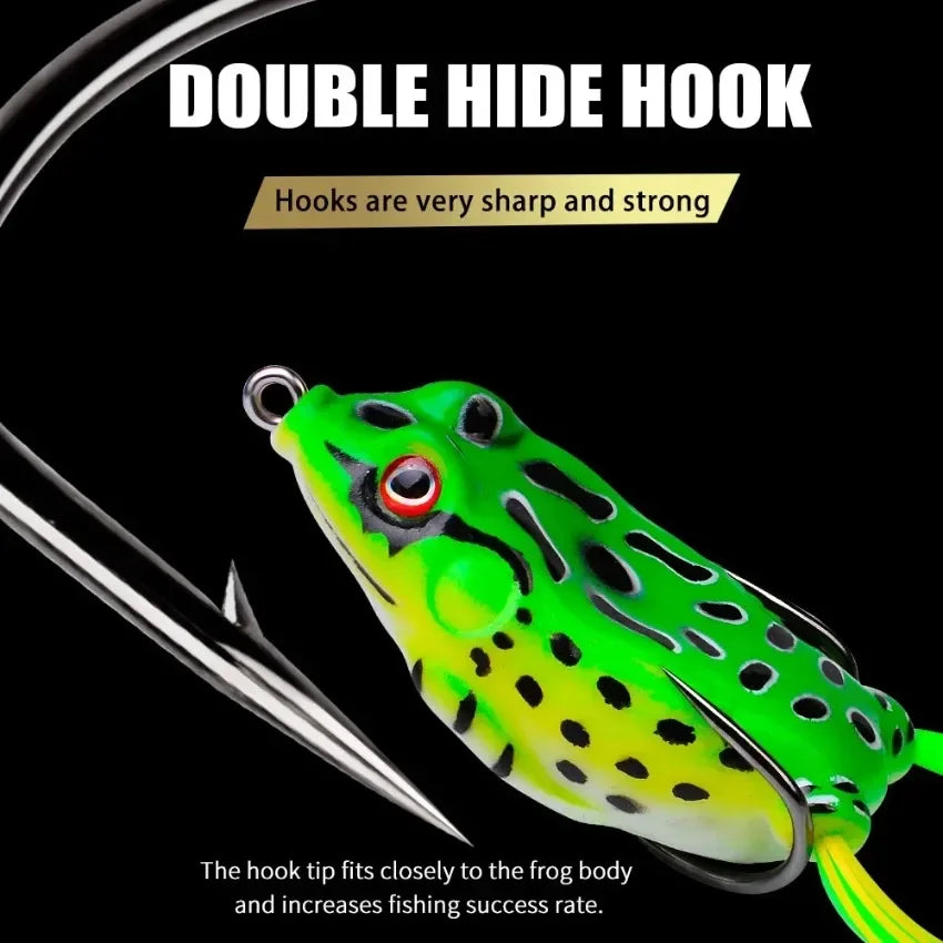 Frog Shape Soft Lure with Hooks – 6g/8g/13g/15g Topwater Bait 3D Eyes