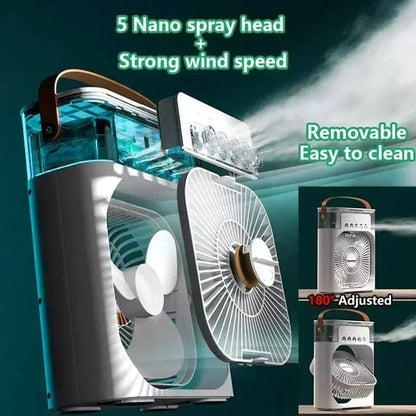 3-in-1 Portable Mini Air Cooler & Humidifier with LED Night Light