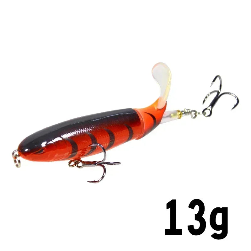 Topwater Popper Fishing Lure with Rotating Tail – 10cm/14cm Artificial Bait