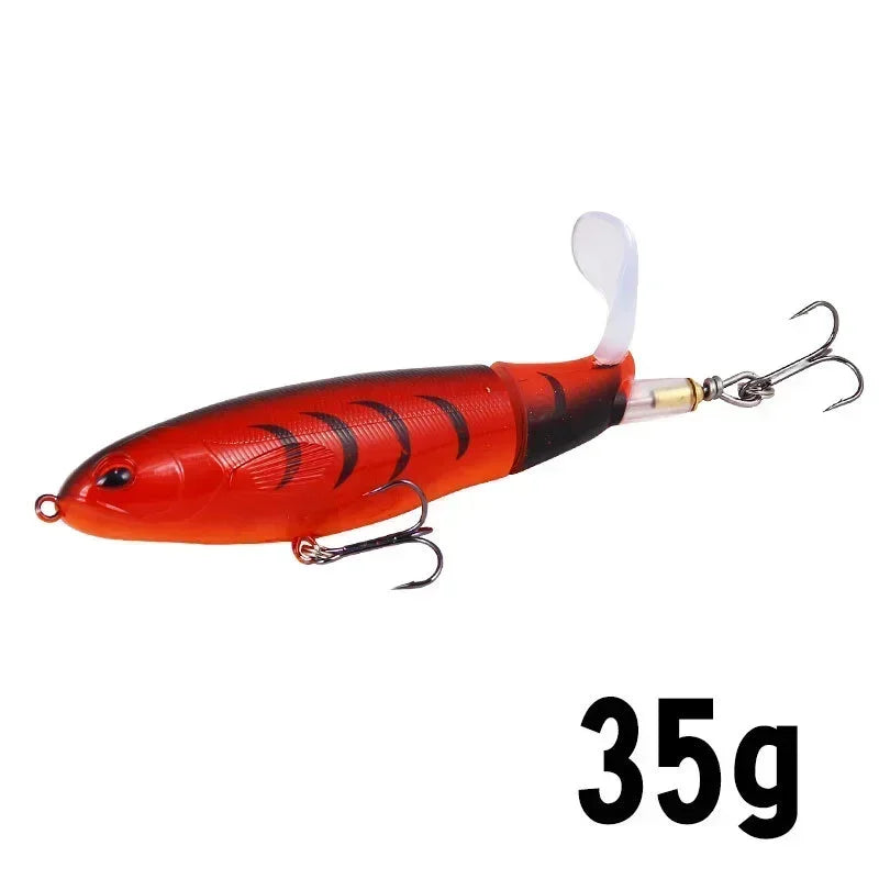 Topwater Popper Fishing Lure with Rotating Tail – 10cm/14cm Artificial Bait
