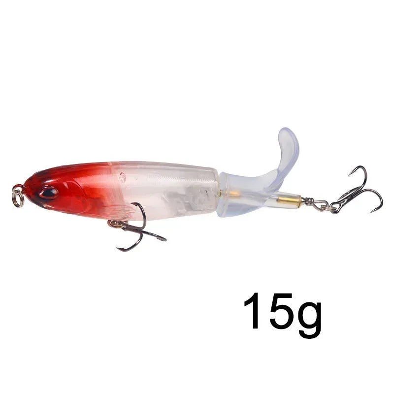 Topwater Popper Fishing Lure with Rotating Tail – 10cm/14cm Artificial Bait