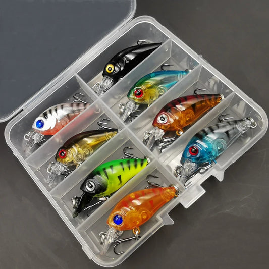 8pcs Floating Minnow Crankbait Fishing Lure Set – Topwater Bait