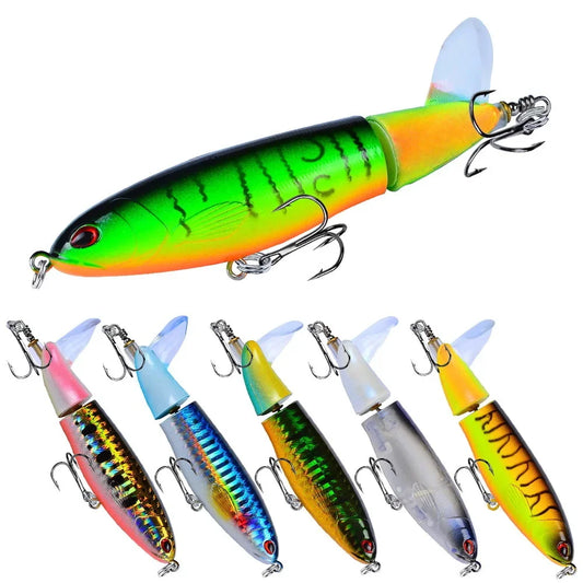 Topwater Spinner Popper Lure – 10cm/14cm Hard Bait with Rotating Tail
