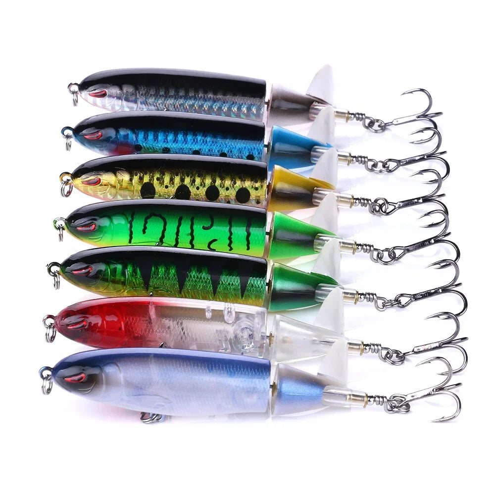 Topwater Spinner Popper Lure – 10cm/14cm Hard Bait with Rotating Tail