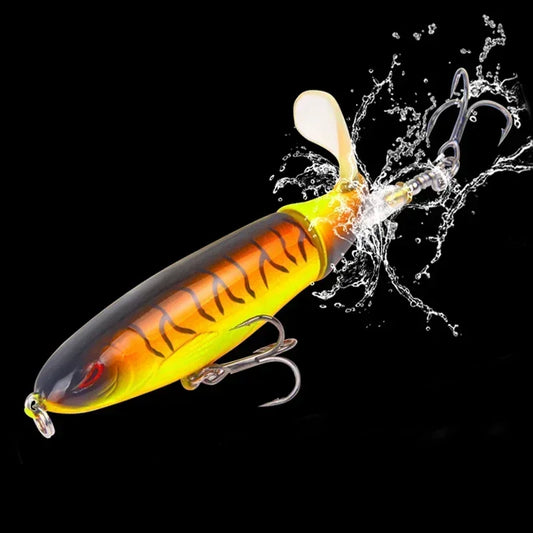Topwater Popper Fishing Lure with Rotating Tail – 10cm/14cm Artificial Bait