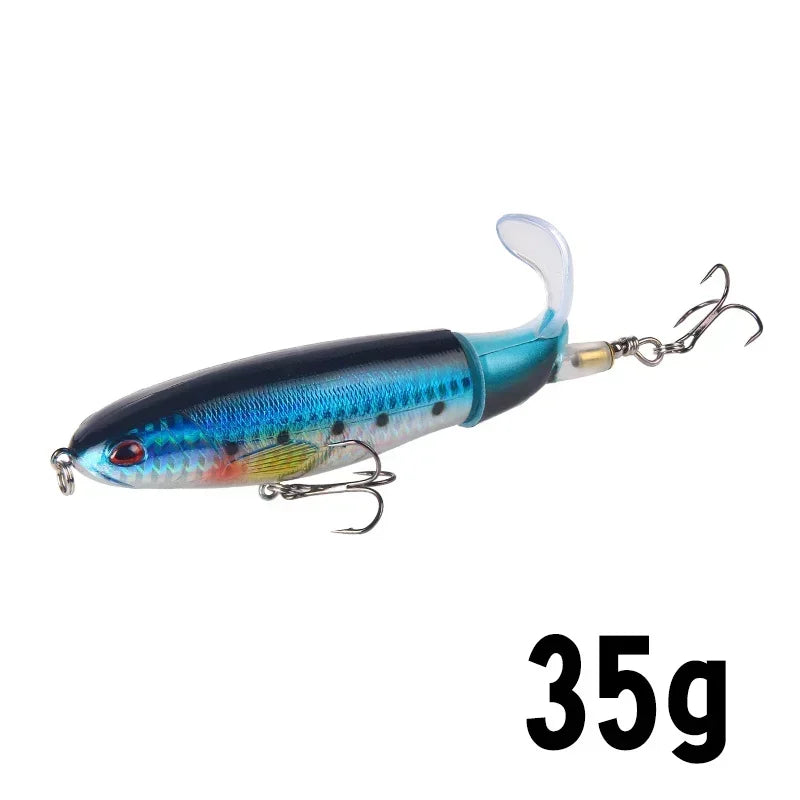 Topwater Popper Fishing Lure with Rotating Tail – 10cm/14cm Artificial Bait
