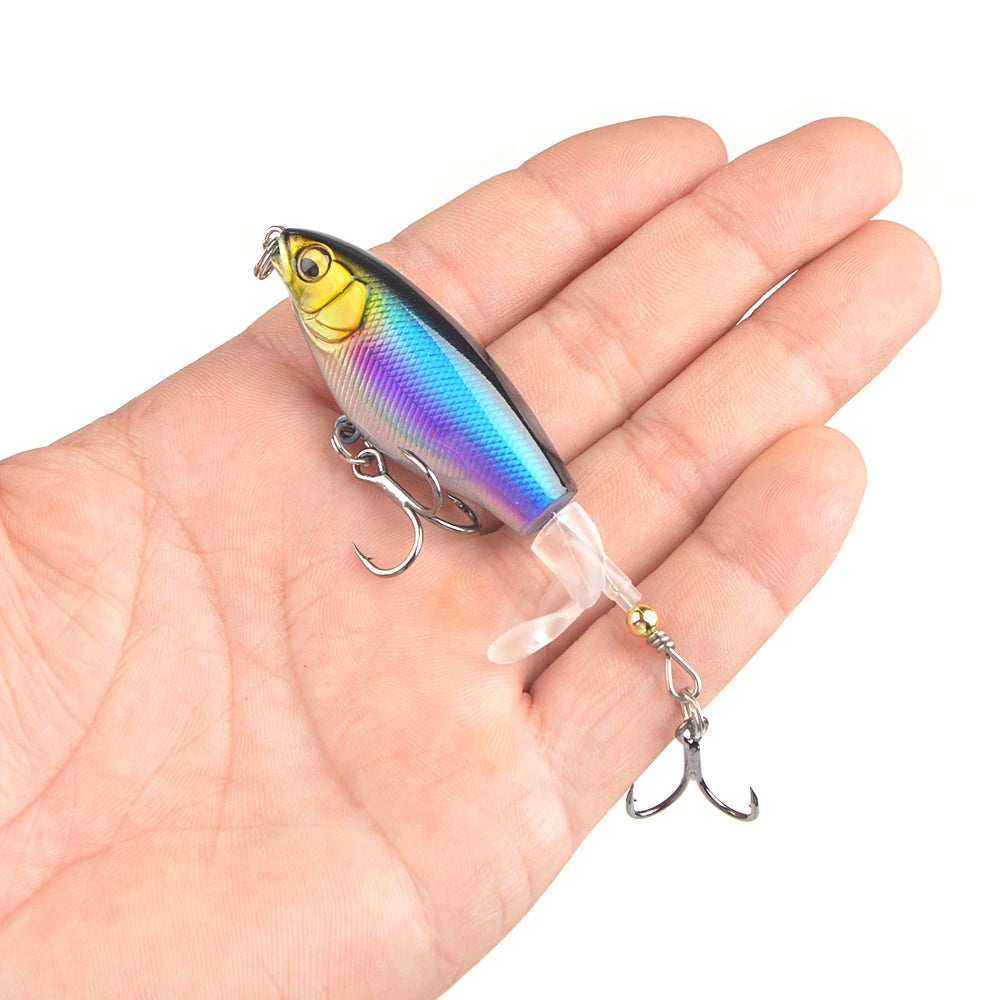 Whopper Plopper Topwater Popper Lure 7.5cm 6.5g – Rotating Tail Hard Bait