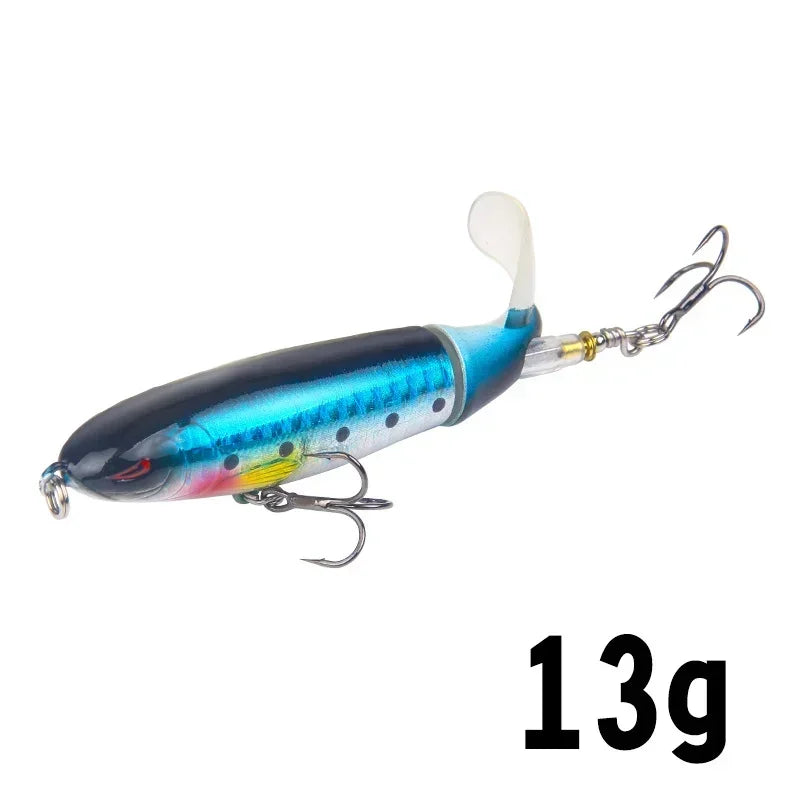 Topwater Popper Fishing Lure with Rotating Tail – 10cm/14cm Artificial Bait