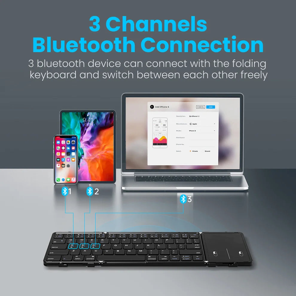 Foldable Bluetooth Keyboard with Touchpad