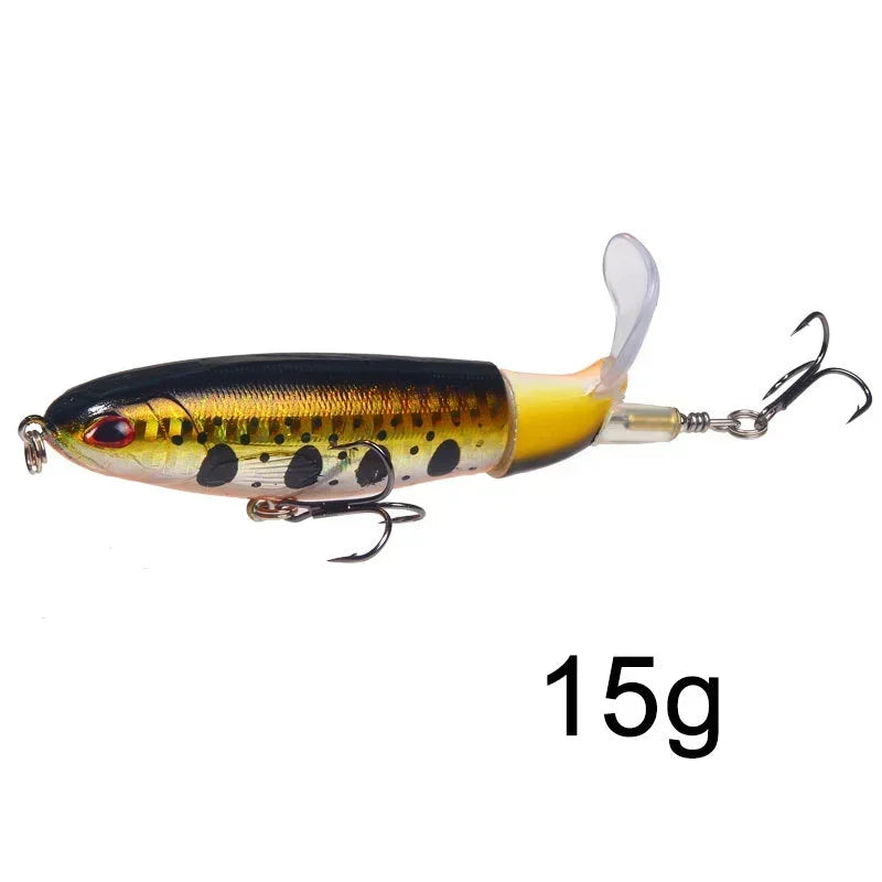 Topwater Popper Fishing Lure with Rotating Tail – 10cm/14cm Artificial Bait