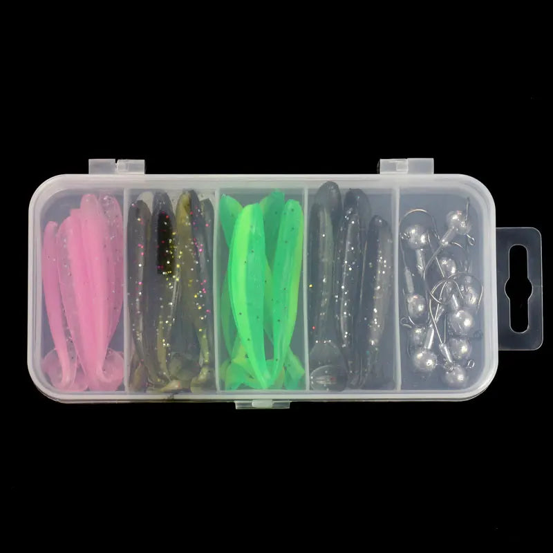 25pcs Soft Bait Set with Hooks – Worms, Grubs & Curly Tail Lures