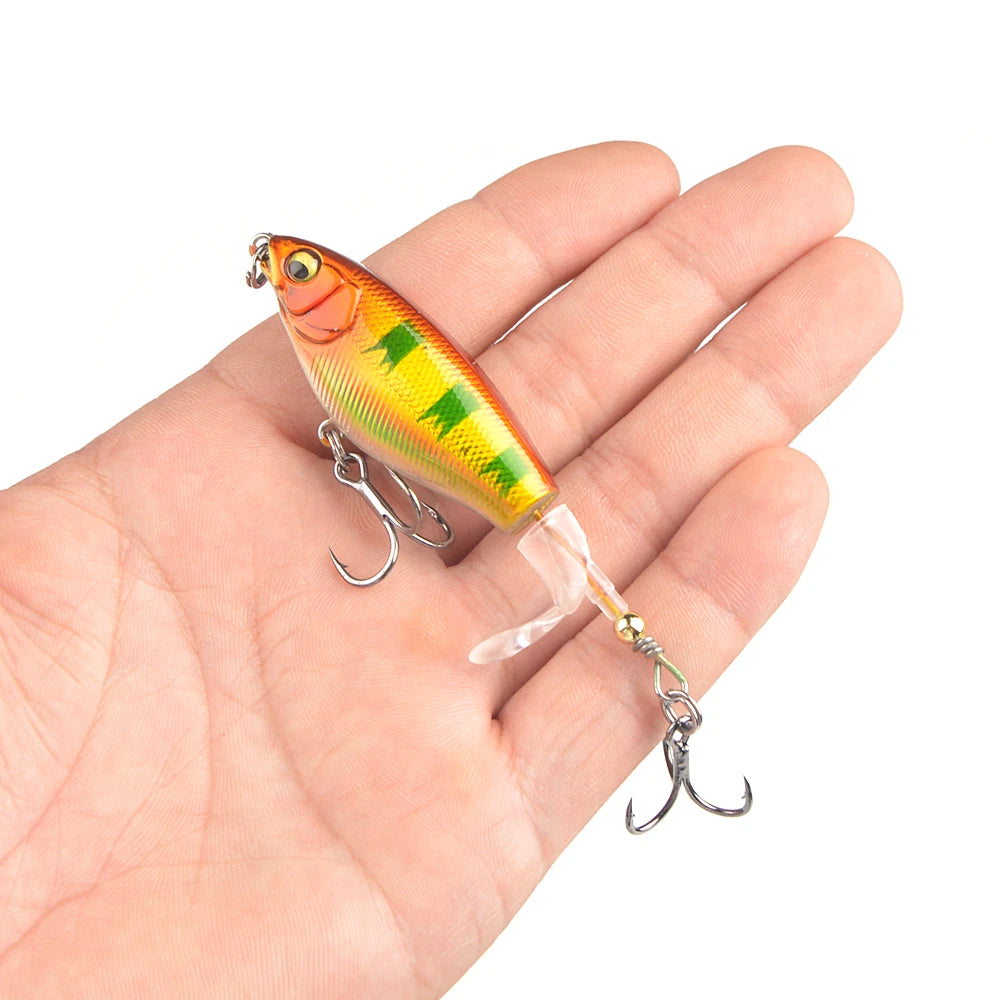 Whopper Plopper Topwater Popper Lure 7.5cm 6.5g – Rotating Tail Hard Bait