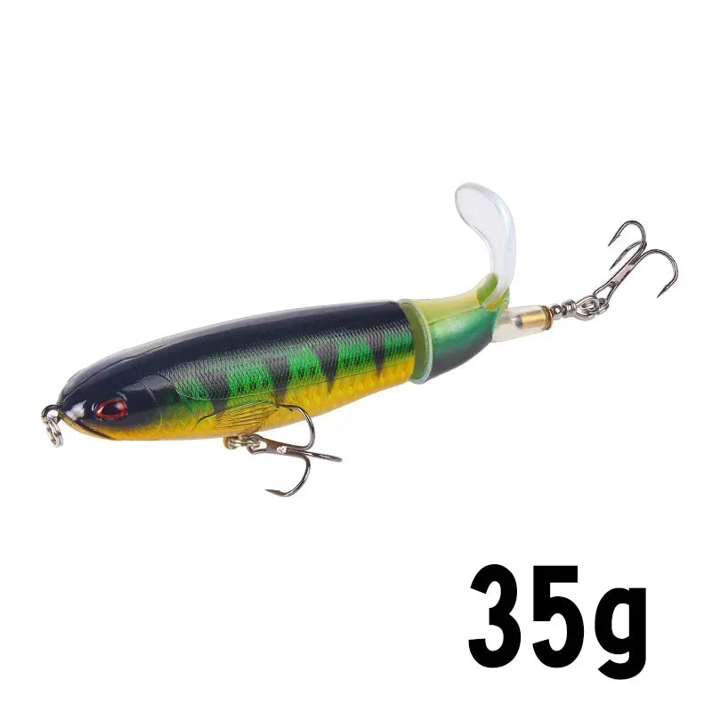 Topwater Popper Fishing Lure with Rotating Tail – 10cm/14cm Artificial Bait