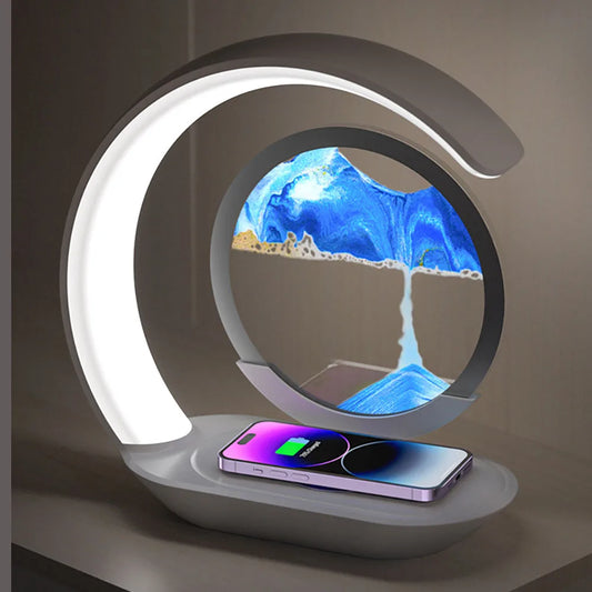 3D Quicksand Table Lamp with Wireless Charging