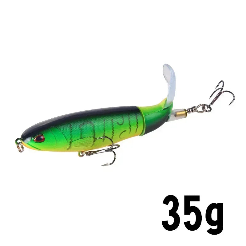 Topwater Popper Fishing Lure with Rotating Tail – 10cm/14cm Artificial Bait