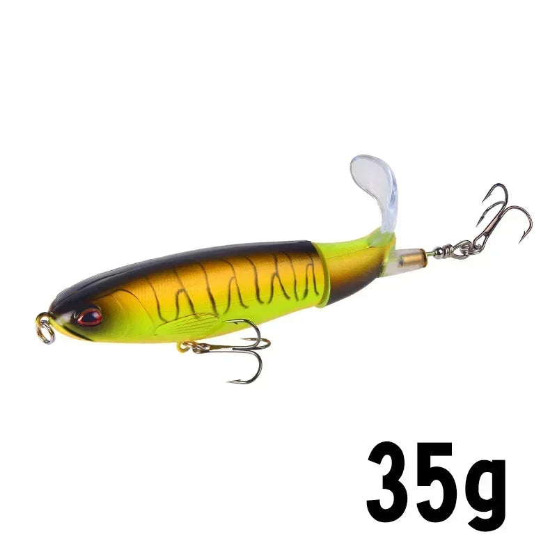 Topwater Popper Fishing Lure with Rotating Tail – 10cm/14cm Artificial Bait