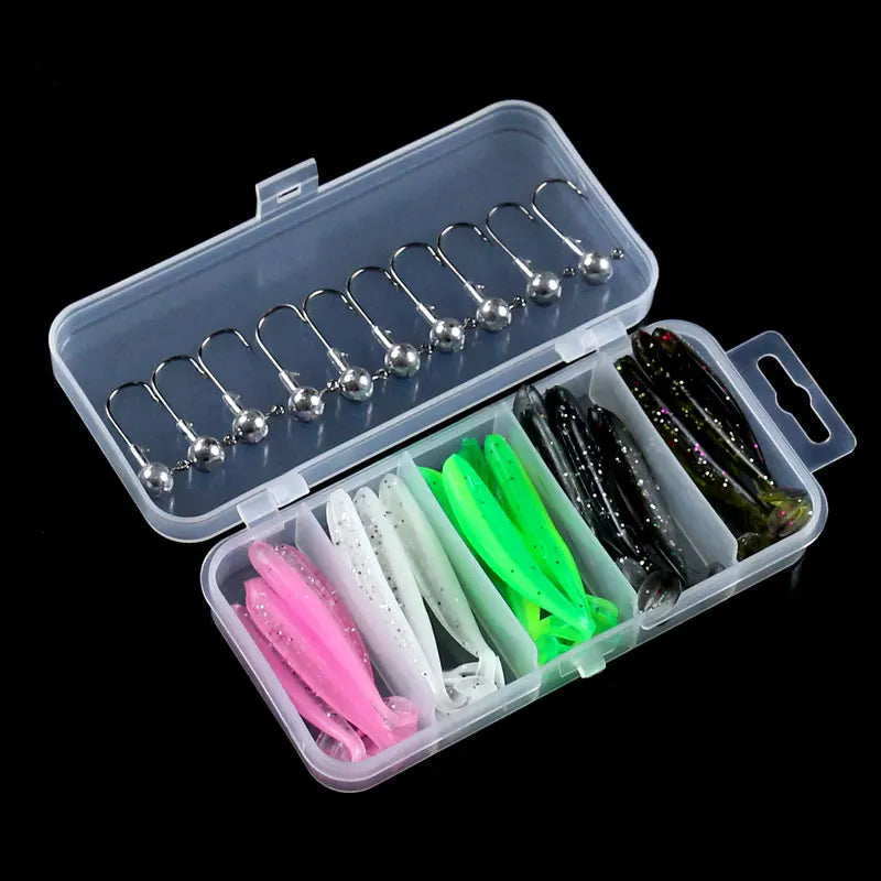 25pcs Soft Bait Set with Hooks – Worms, Grubs & Curly Tail Lures