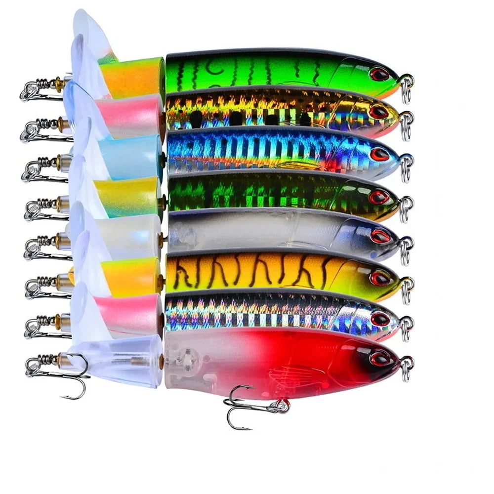 Topwater Spinner Popper Lure – 10cm/14cm Hard Bait with Rotating Tail