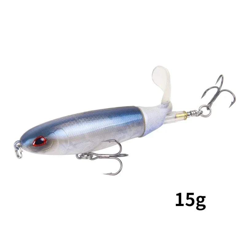 Topwater Popper Fishing Lure with Rotating Tail – 10cm/14cm Artificial Bait