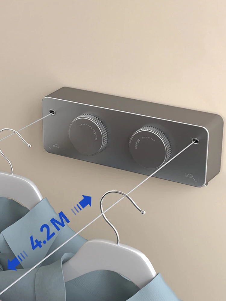 Retractable Wall-Mounted Clothesline – Extendable Laundry Drying Rack for Indoor & Outdoor Use