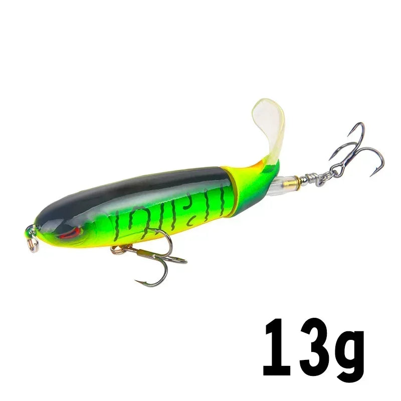 Topwater Popper Fishing Lure with Rotating Tail – 10cm/14cm Artificial Bait