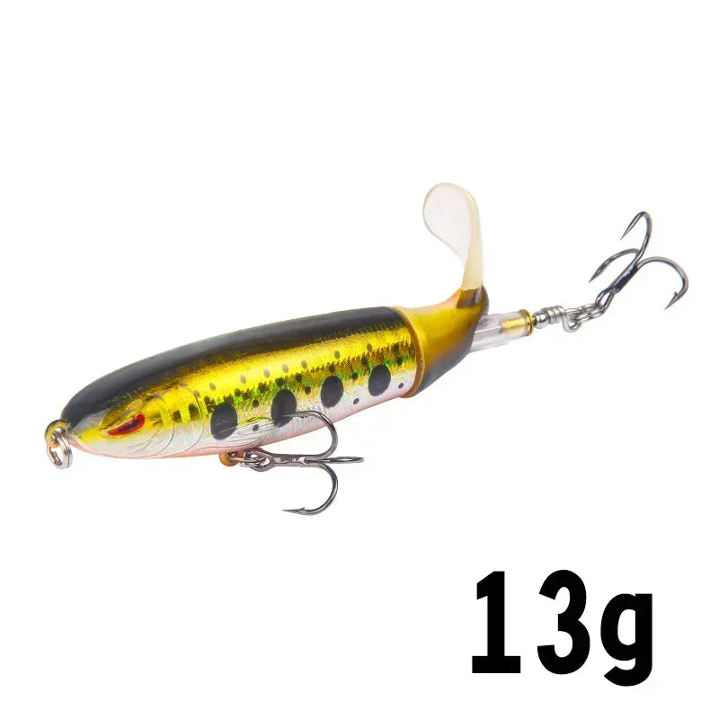 Topwater Popper Fishing Lure with Rotating Tail – 10cm/14cm Artificial Bait