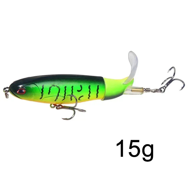 Topwater Popper Fishing Lure with Rotating Tail – 10cm/14cm Artificial Bait